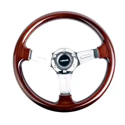 NRG Wood Steering Wheel w/ Chrome Center (NRGST-015-1CH)