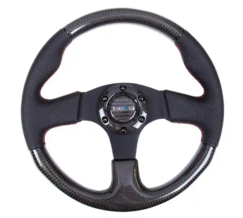 NRG Carbon Fiber Steering Wheel w/ Leather Accents (Universal) (NRGST-310CFRS)