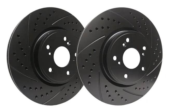 SP Performance Double Drilled and Slotted Rotors with ZRC Coating | Rear Pair | Mitsubishi Evo X