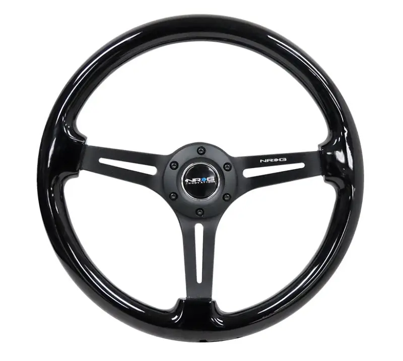 NRG Reinforced Steering Wheel Black Wood w/Black Matte Spoke/Black Center Mark (Universal) (NRGRST-018BK-BK)