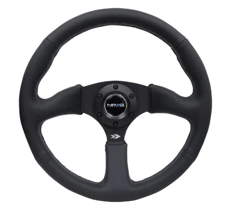 NRG Reinforced Steering Wheel Black Leather Comfort Grip w/5mm Matte Black Spokes (Universal) (NRGRST-023MB-R)