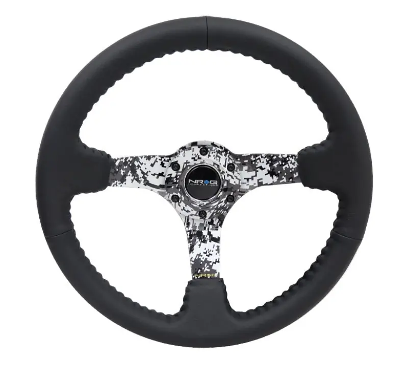 NRG Reinforced Steering Wheel Black Leather with Hydrodipped Digi-Camo Spokes (Universal) (NRGRST-036DC-R)