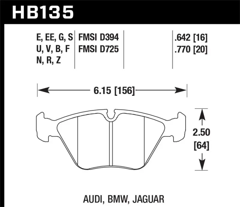 Hawk 95-02 BMW M3/91-93 M5 Front HPS Brake Pads (HAWKHB135F.760)