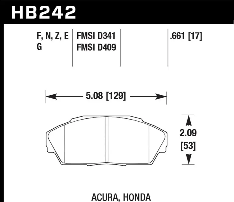 Hawk 86-01 Acura (Various) / 88-93 Honda (Various) DTC-60 Race Front Brake Pads (HAWKHB242G.661)