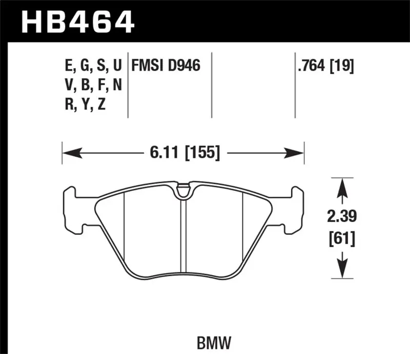 Hawk 01-06 BMW 330Ci / 01-05 330i/330Xi / 01-06 M3 Blue 9012 Front Race Brake Pads (HAWKHB464E.764)