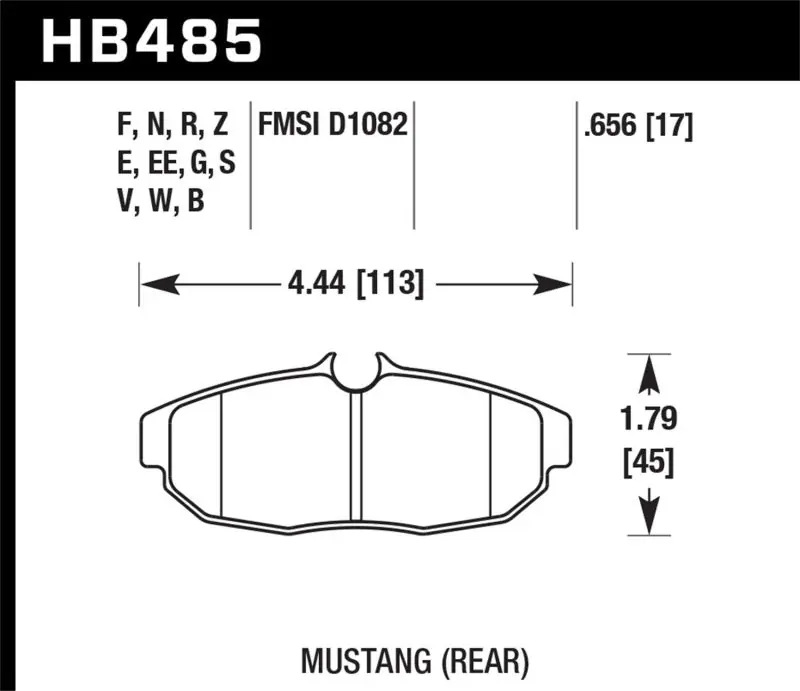 Hawk 05-07 Ford Mustang GT & V6 HPS Street Rear Brake Pads (HAWKHB485F.656)