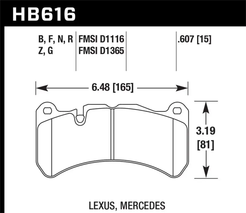 Hawk 08-09 Lexus IS-F Performance Ceramic Street Front Brake Pads (HAWKHB616Z.607)