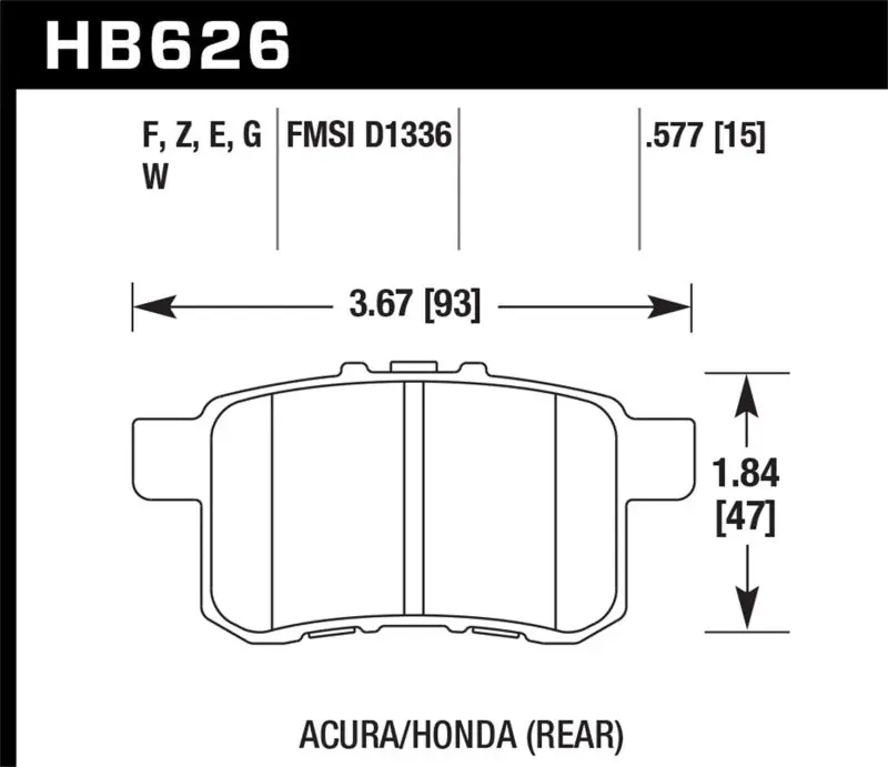 Hawk 08-10 Honda Accord 2.4L/3.0L/3.5L / 09-10 Acura TST 2.4L HPS Street Rear Brake Pads (HAWKHB626F.577)
