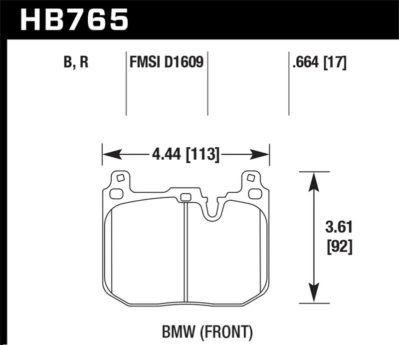 Hawk 2017 BMW 440i/M2-4 Black HP Plus Front Brake Pads (HAWKHB765N.664)