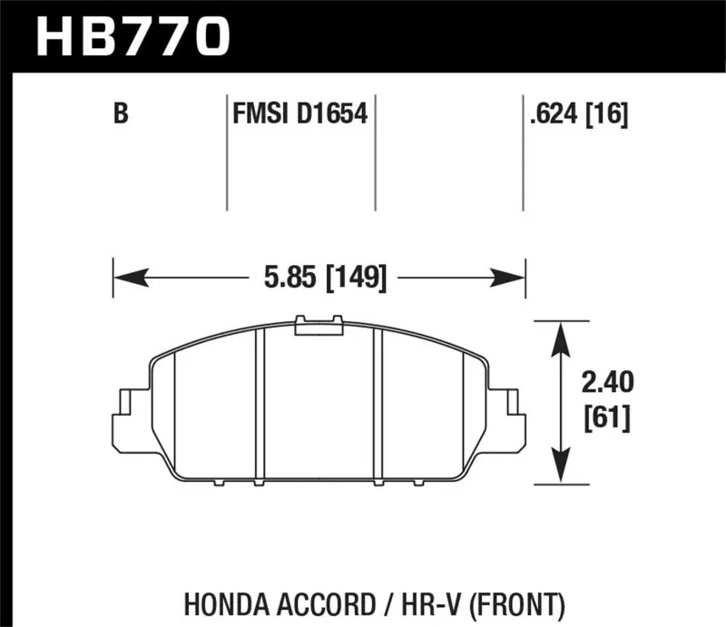 Hawk 13-17 Honda Accord HPS 5.0 Front Brake Pads (HAWKHB770B.624)