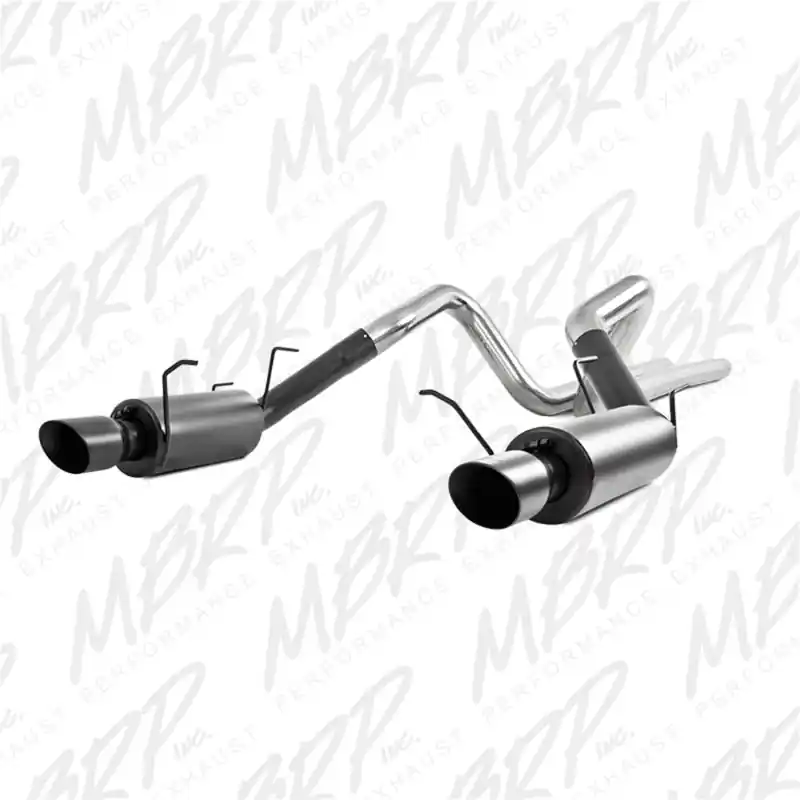 MBRP 11-14 Ford Mustang GT 5.0L 3in Cat Back Dual Split Rear Street Version 4in Tips - Black (MBRPS7258BLK)