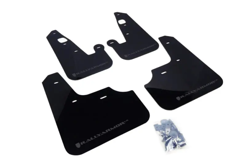 Rally Armor 07-17 Mitsubishi Lancer Black UR Mud Flap w/ Grey Logo (RALMF8-UR-BLK/GRY)