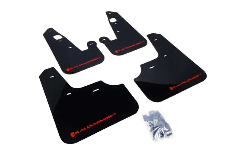 Rally Armor 07-17 Mitsubishi Lancer Black UR Mud Flap w/ Red Logo (RALMF8-UR-BLK/RD)