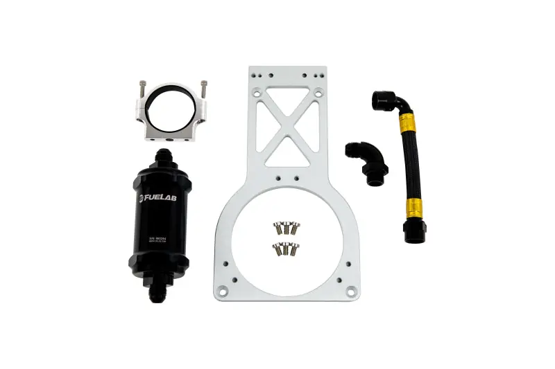 Fuelab Fuel Surge Upgrade Filter Kit (Bracket/Hardware/Hose Assembly/90 Degree Fitting) - 235mm (FLB23903)