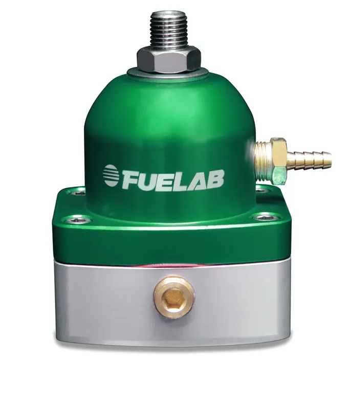 Fuelab 545 EFI Adjustable Mini FPR In-Line 90-125 PSI (1) -6AN In (1) -6AN Return - Green (FLB54502-6-G)