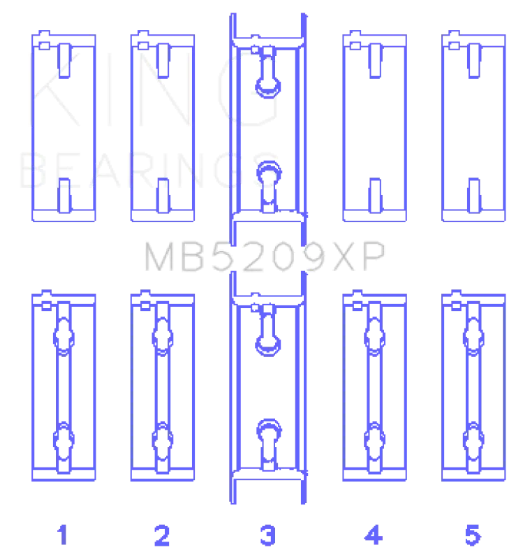 King Mitsubishi 4G63/4G64 7 Bolt 2nd Gen DSM and EVO I-IV (Size 0.25mm) Performance Main Bearing Set (KINGMB5209XP0.25)