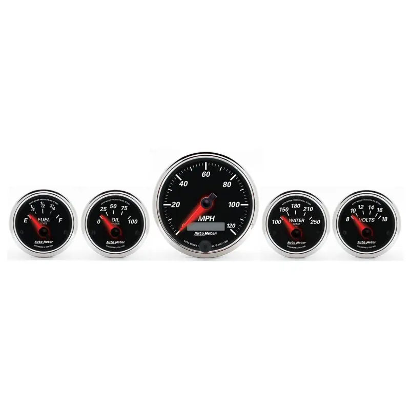 Autometer Designer Black II 3-3/8in and 2-21/16in 5 pc. Electric Speedometer Gauge (ATM1201)