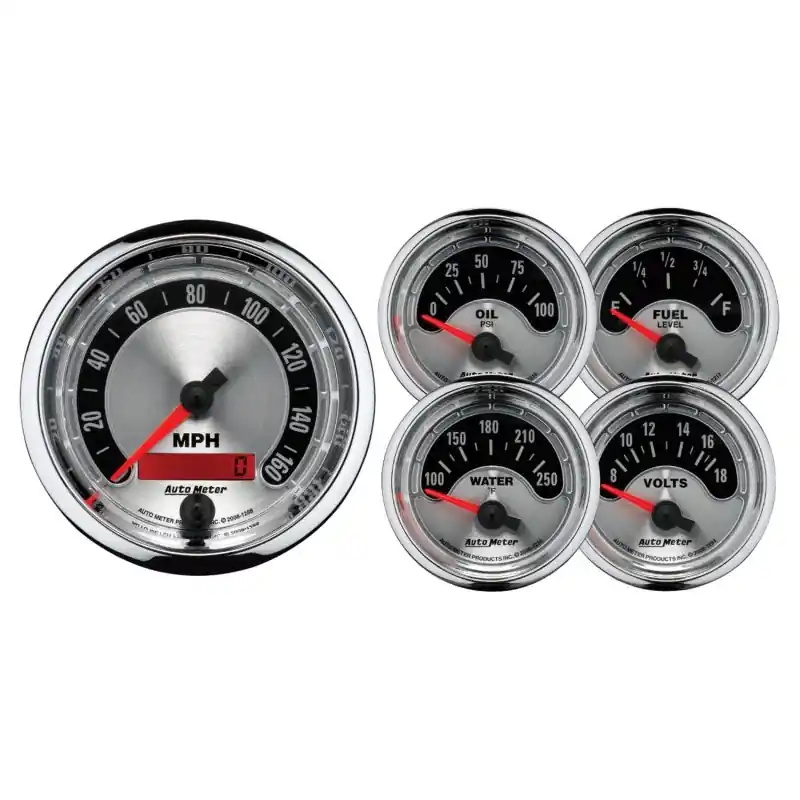 Autometer American Muscle Kit Box - Elec Speedo/Elec Oil Pressure/Water Temp/Volt/Fuel Level (ATM1202)