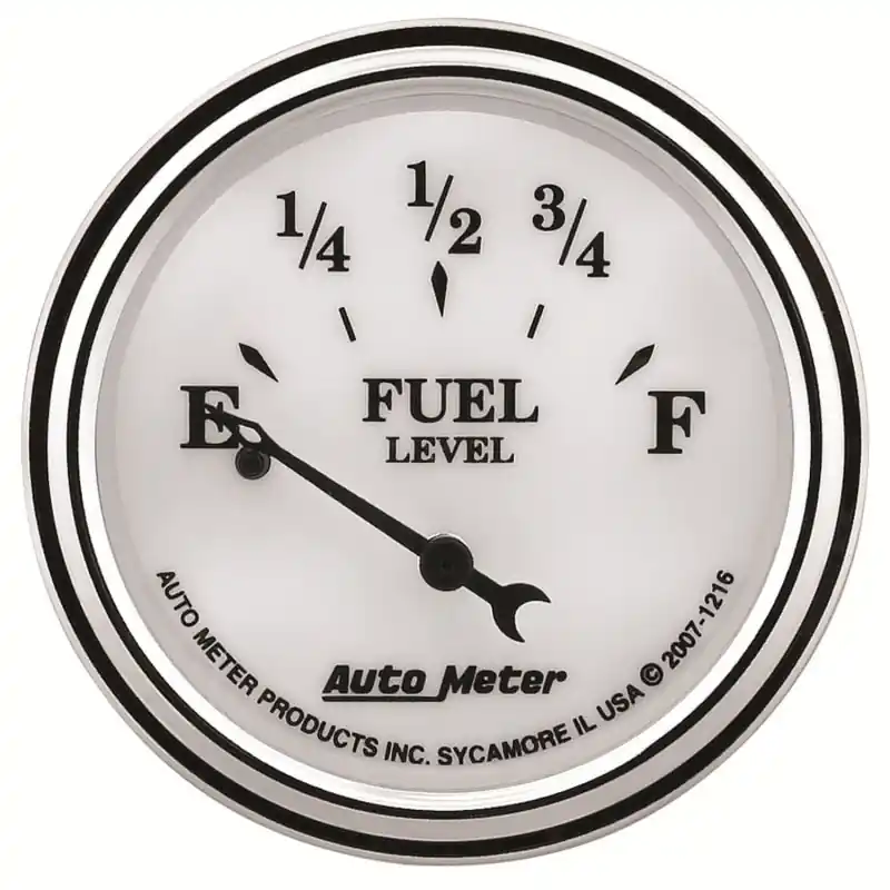 AutoMeter Gauge Fuel Level 2-1/16in. 240 Ohm(e) to 33 Ohm(f) Elec Old Tyme White II (ATM1216)