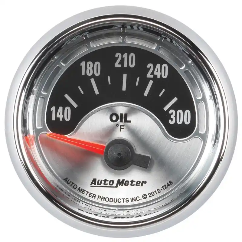 Autometer American Muscle 2-1/16in Short Sweep Electric 140-300 Deg F Oil Temp Gauge (ATM1248)