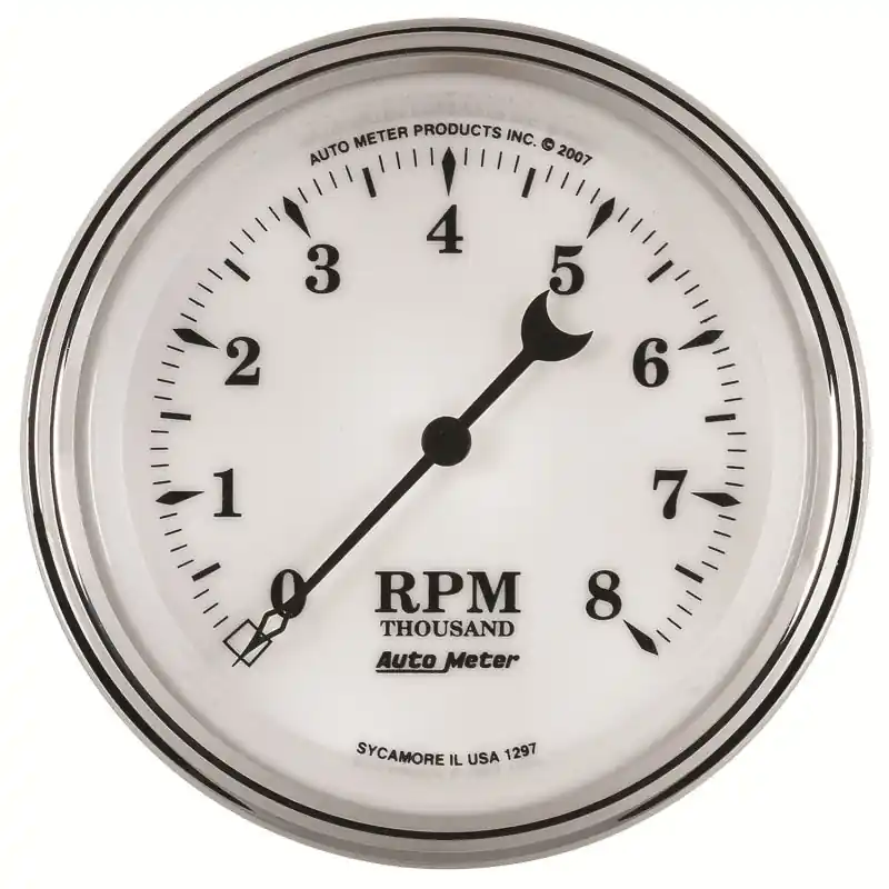 AutoMeter Gauge Tachometer 3-3/8in. 8K RPM In-Dash Old Tyme White II (ATM1297)