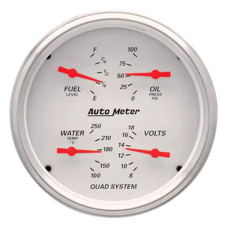 AutoMeter Gauge Quad 5in. 240 Ohm(e) to 33 Ohm(f) Elec Arctic White (ATM1310)