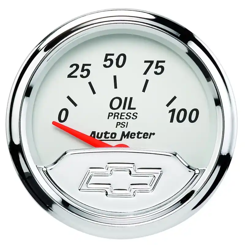 Autometer Chevy Vintage Bowtie 2-1/16in 0-100PSI Electronic Oil Pressure Gauge (ATM1327-00408)