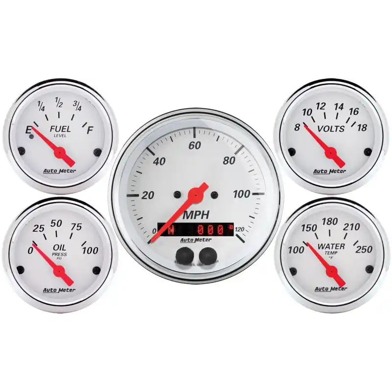 Autometer Arctic White 3-3/8in Electric Speedometer with 2-1/16in Volt/Water/Oil/Fuel (ATM1350)
