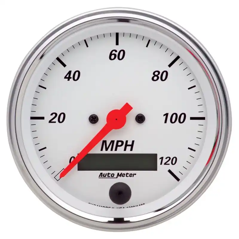 Autometer Arctic White 3 3/8in 0-120 MPH Electronic Speedometer w/ LCD ODO Gauge (ATM1380)