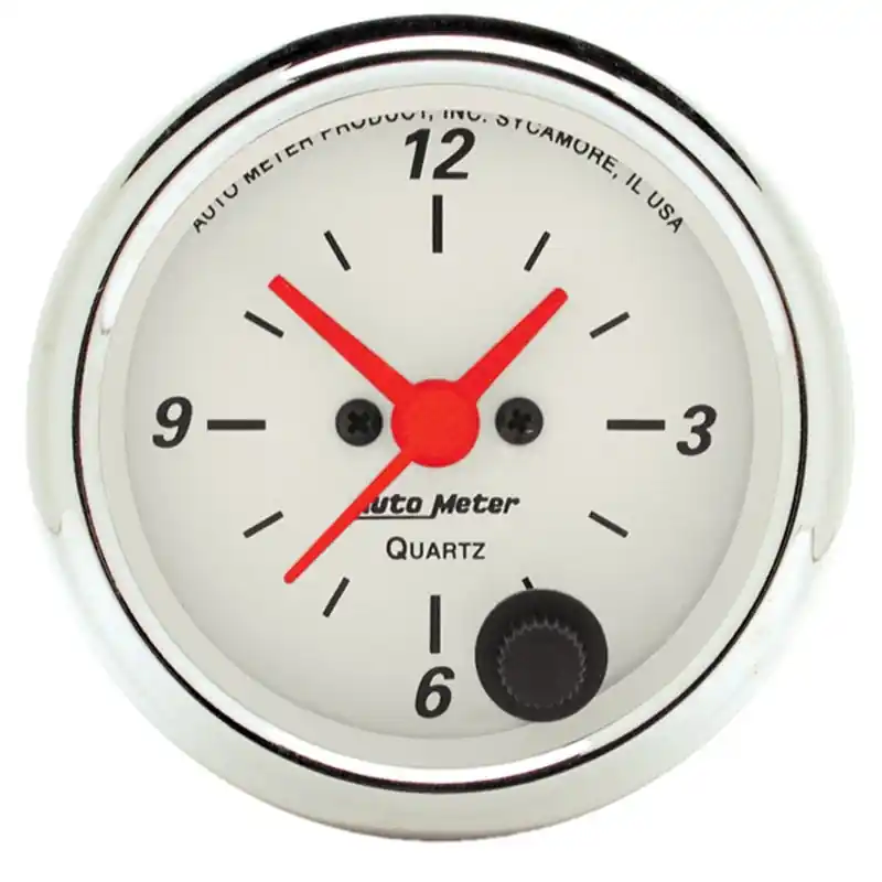 Autometer Arctic White 2-1/6in 12 Hour Analog Clock Gauge (ATM1385)