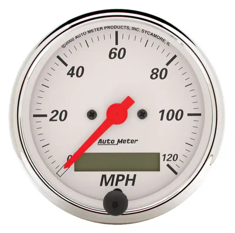 Autometer Arctic White 3 1/8in 120 mph electric Speedometer Programmable w/ LCD (ATM1388)