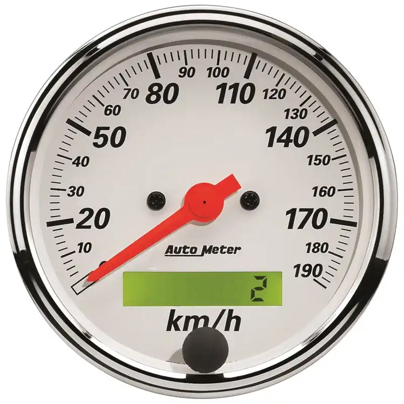 Autometer Arctic White 3-1/8in 190KM/H Electronic Programmable Speedometer w/ LCD ODO (ATM1388-M)