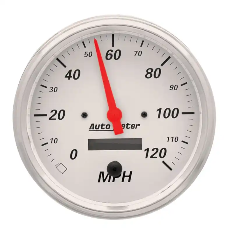 AutoMeter Gauge Speedometer 5in. 120MPH Elec. Prog. W/ Lcd Odo Arctic White (ATM1389)