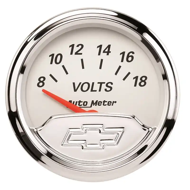 Autometer Chevy Vintage 2in 8-18 Volts Short Sweep Electronic Voltmeter Gauge (ATM1391-00408)