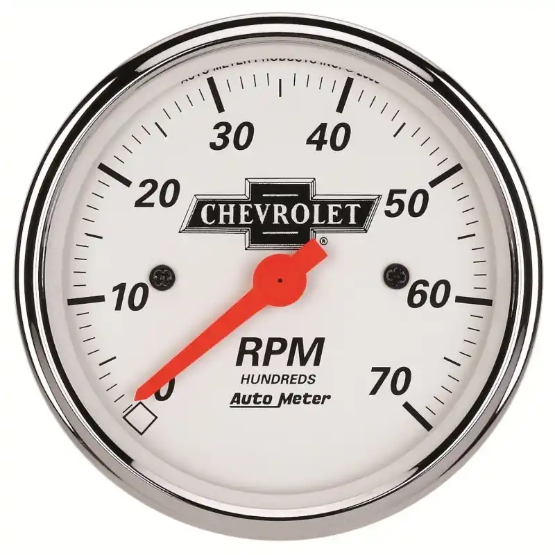 Autometer Arctic White GM 3-1/8in 7000RPM 4, 6, 8 Cyl Electrical Tachometer Gauge (ATM1398-00408)