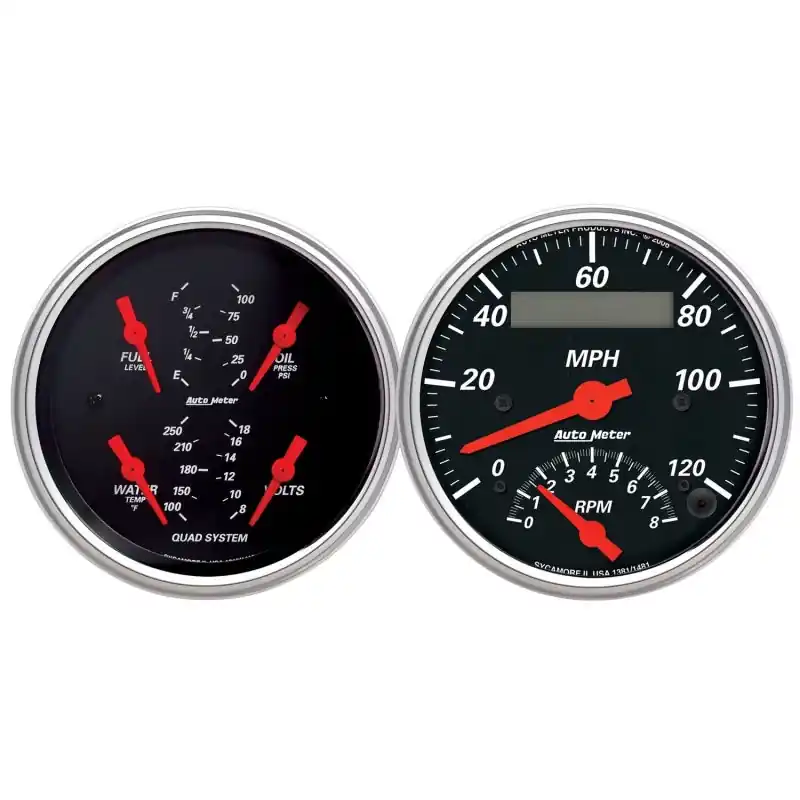 Autometer Designer 3-3/8in In-Dash Kit Box-Tach Speedo Combo & Elec Oil Press, H2O Temp, Volt, Fuel (ATM1409)
