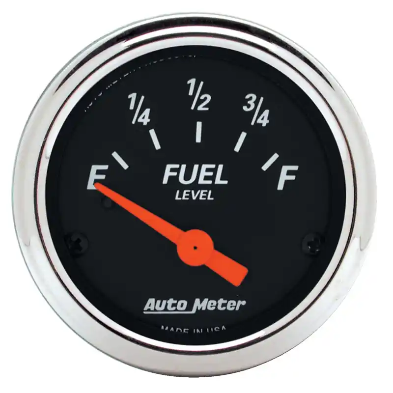 Autometer Designer Black 2 1/16in 0 Ohm E to 90 Ohm F Electronic Fuel Level Gauge (ATM1422)