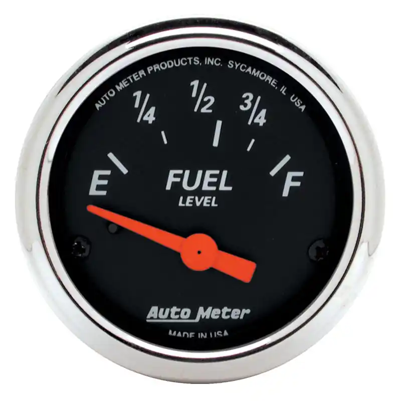 Autometer Designer Black Fuel Level Gauge 2-1/16in Electrical 70 Ohms E / 10 Ohms F - 90 Deg Sweep (ATM1423)
