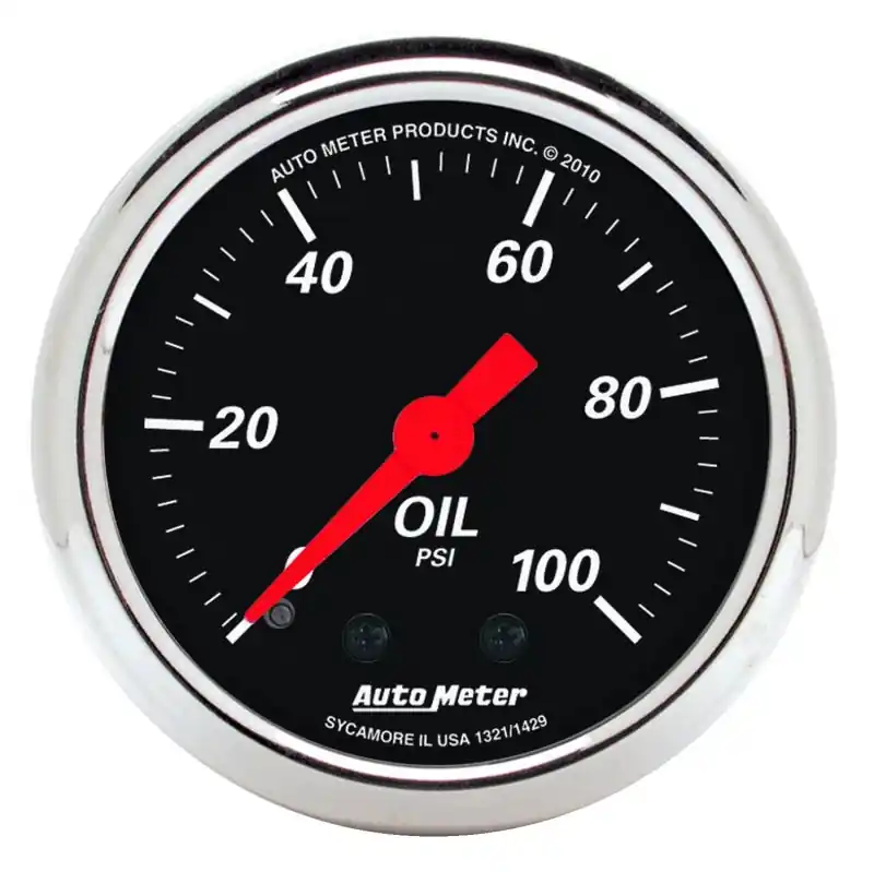 AutoMeter Gauge Oil Press 2-1/16in. 100PSI Mech Designer Black (ATM1429)