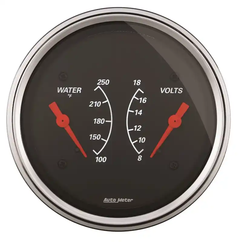 AutoMeter Gauge Dual Wtmp & Volt 3-3/8in. 250 Deg. F & 18V Elec Designer Black (ATM1430)