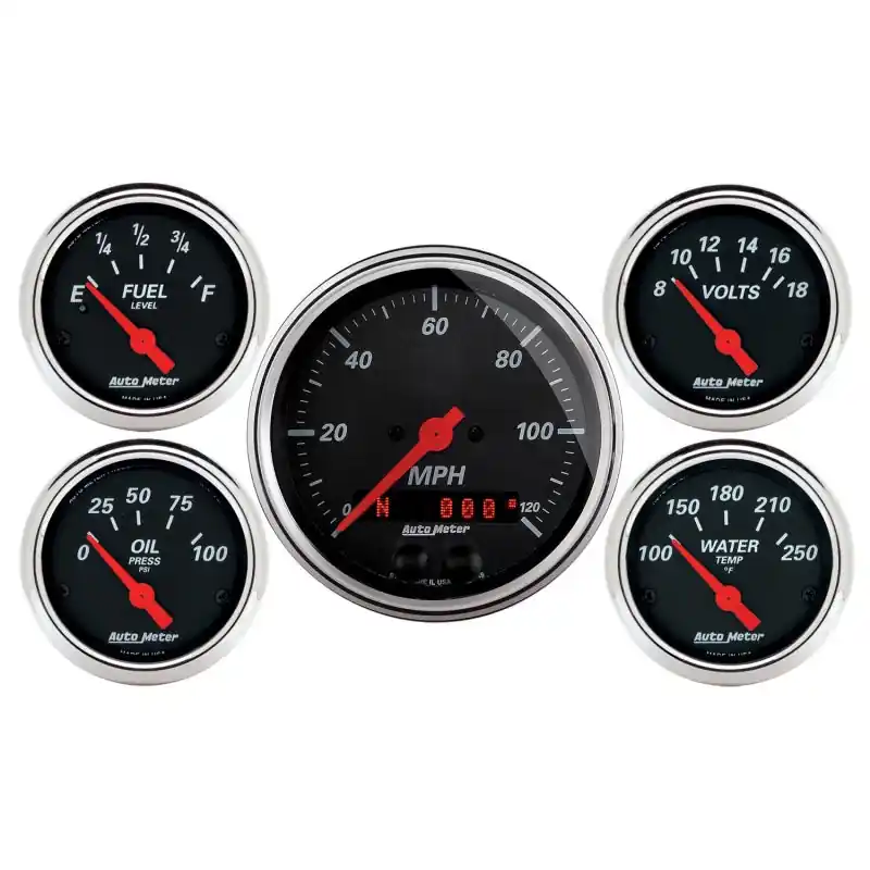 Autometer Designer Black Dash Kit 5pc MPH / Fuel / Oil / WTMP / Volt (ATM1450)