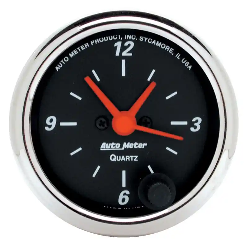 Autometer Designer Black 2-1/16in Analog 12 Hour Clock (ATM1484)