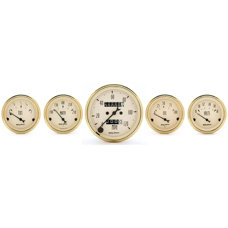 Autometer Golden Oldies 5 piece Kit (Mech Speed/Elec Oil Press/Water Temp/Volt/Fuel Level) (ATM1501)