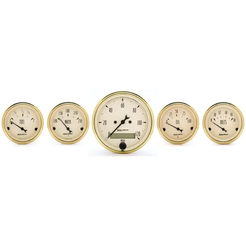 AutoMeter Gauge Kit 5 Pc. 3-1/8in. & 2-1/16in. Elec. Speedometer Golden Oldies (ATM1502)
