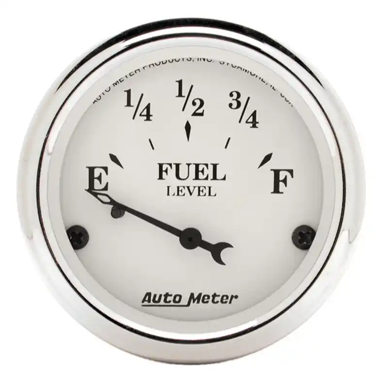 AutoMeter Gauge Fuel Level 2-1/16in. 73 Ohm(e) to 10 Ohm(f) Elec Old Tyme White (ATM1605)