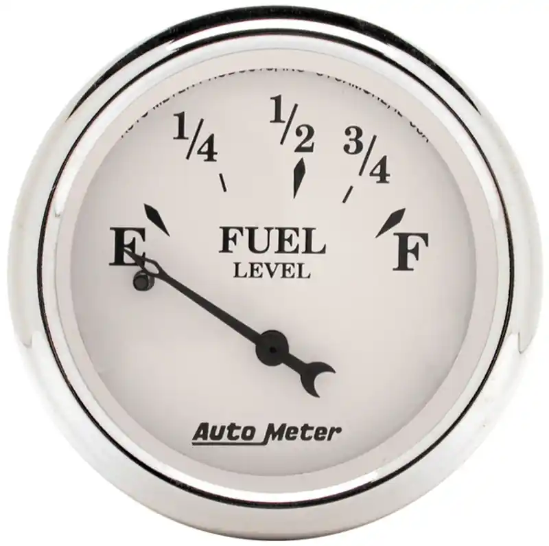 Auto Meter Old Tyme White 2-1/16in 0-30 OHM Electric Fuel Level Gauge (ATM1607)