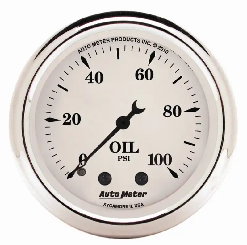 AutoMeter Gauge Oil Press 2-1/16in. 100PSI Mech Old Tyme White (ATM1621)