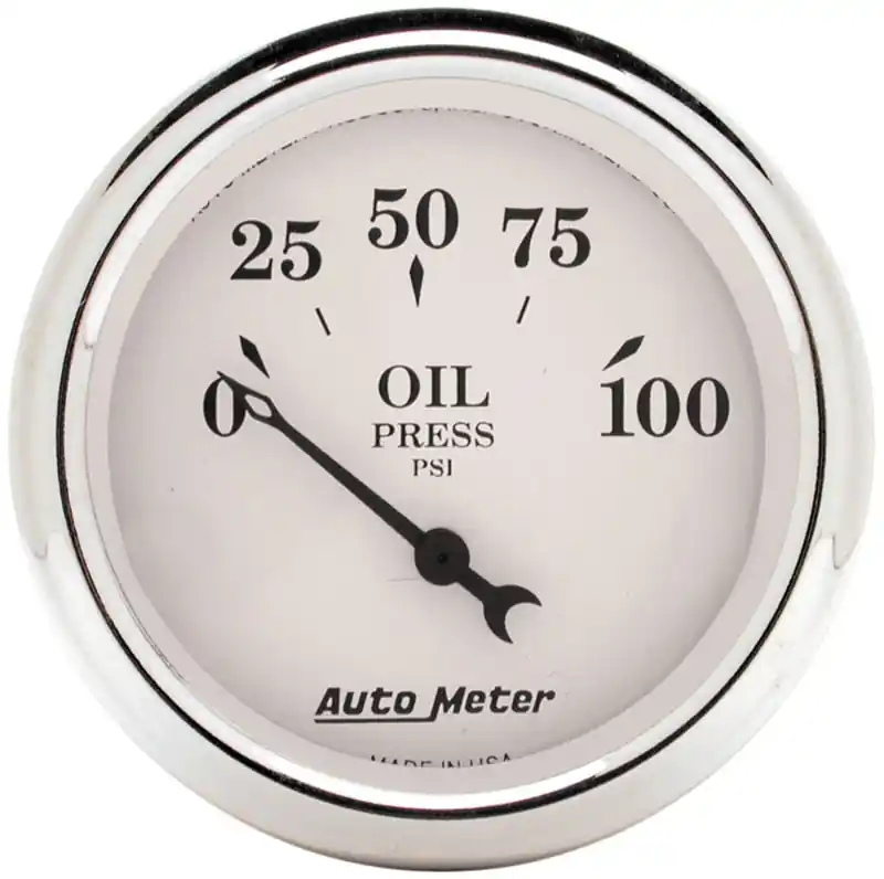 Auto Meter 2-1/16in 100PSI Electronic Oil Pressure Old Tyme White Gauge (ATM1628)