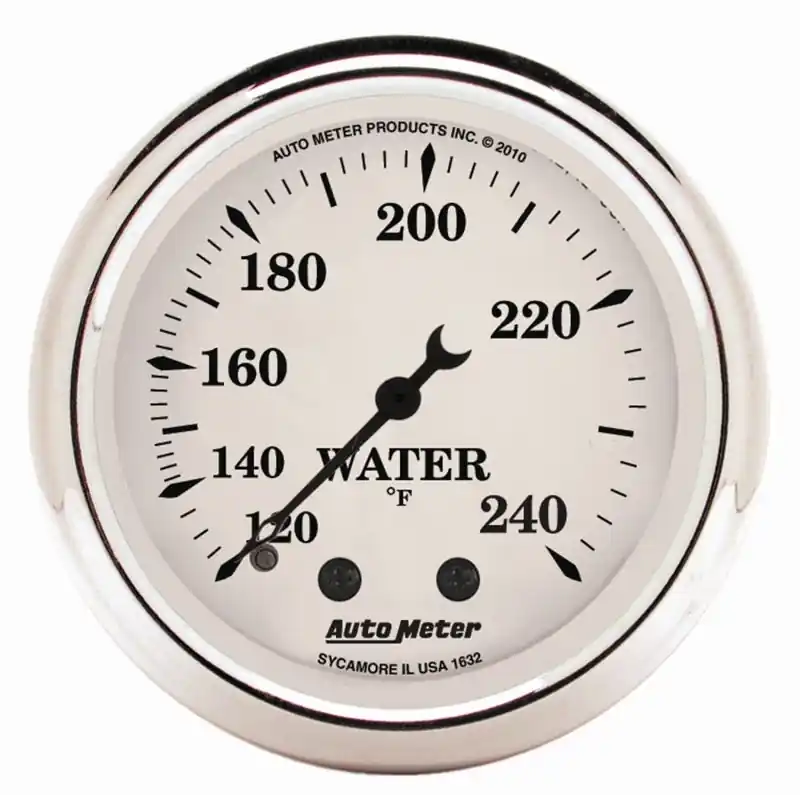 AutoMeter Gauge Water Temp 2-1/16in. 120-240 Deg. F Mech Old Tyme White (ATM1632)