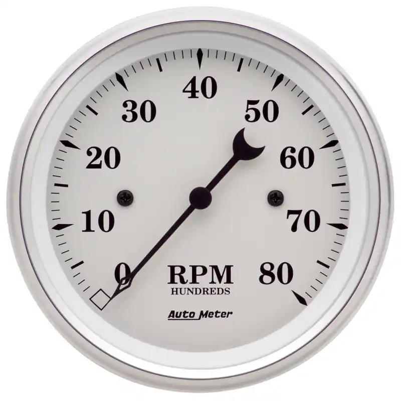 AutoMeter Gauge Tachometer 3-3/8in. 8K RPM In-Dash Old Tyme White (ATM1690)